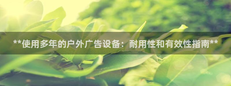 杏宇代理注册：**使用多年的户外广告设备：耐用性和有效性指南**